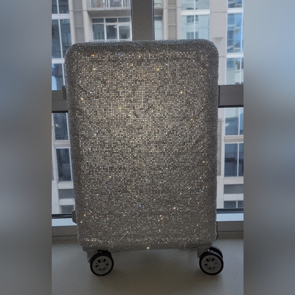 "NEW YORK HEIRESS" Custom Order Silver Crystal TSA Approved Carry-On Luggage